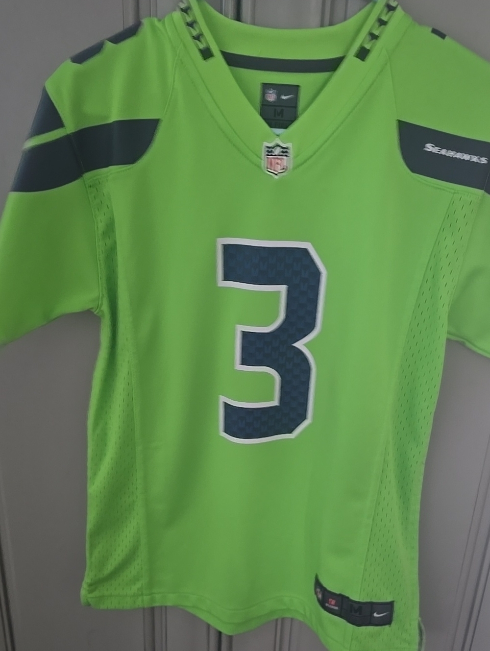 Nike Seattle Seahawks Bright Green Football Jersey with Navy #3